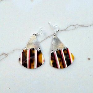 Silver and Multicolor Striped Earrings